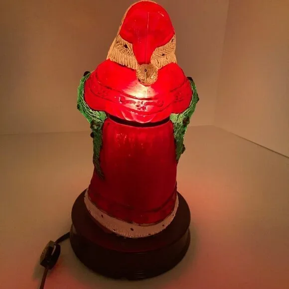 Vintage Merck 1997 Old World Christmas Handpainted Glass Bountiful Santa Light 6